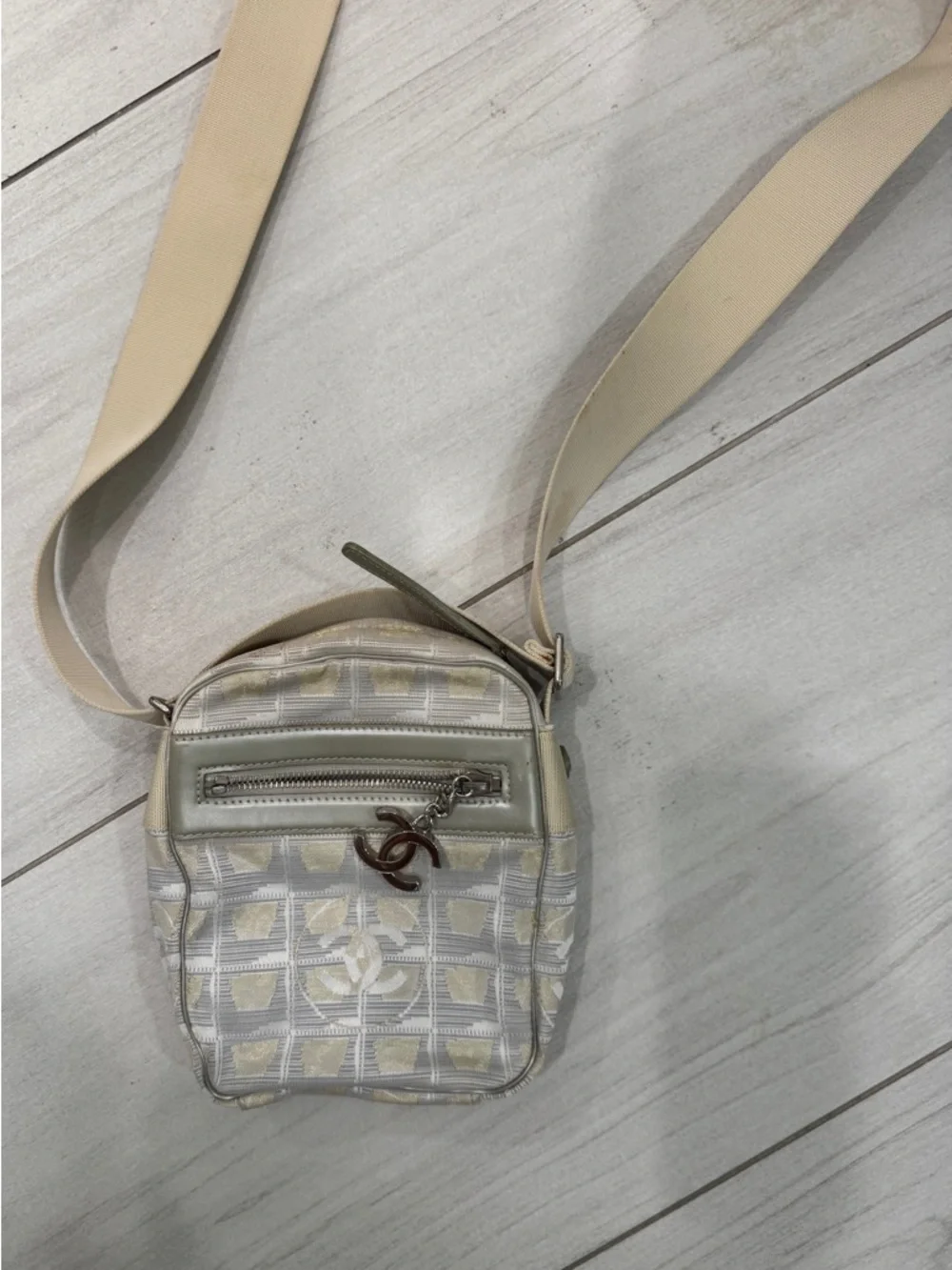 CHANEL Beige Cream Monogram Crossbody Bag
